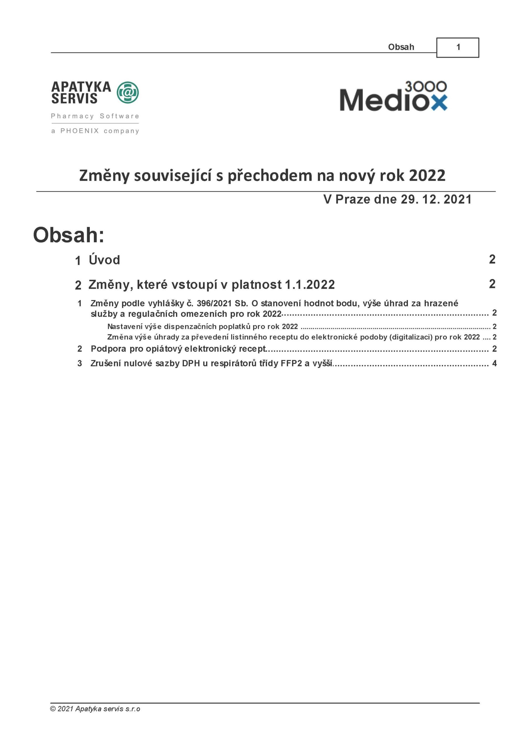 Změny v systému Mediox od 2022